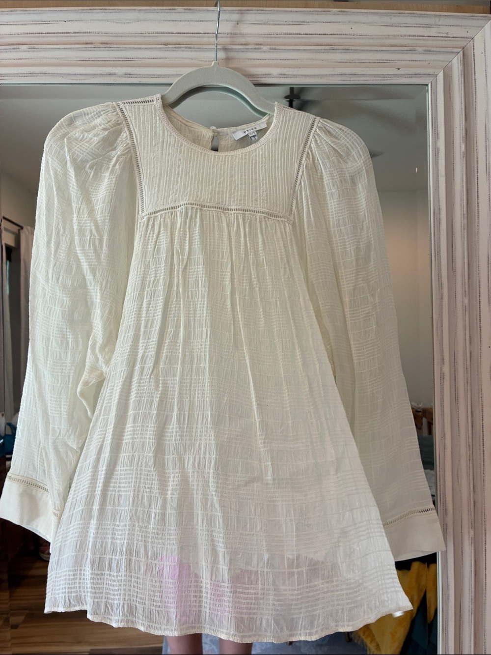 REISS Women's Cream Gauze Blouse - Lightweight Textured Top Size US 6